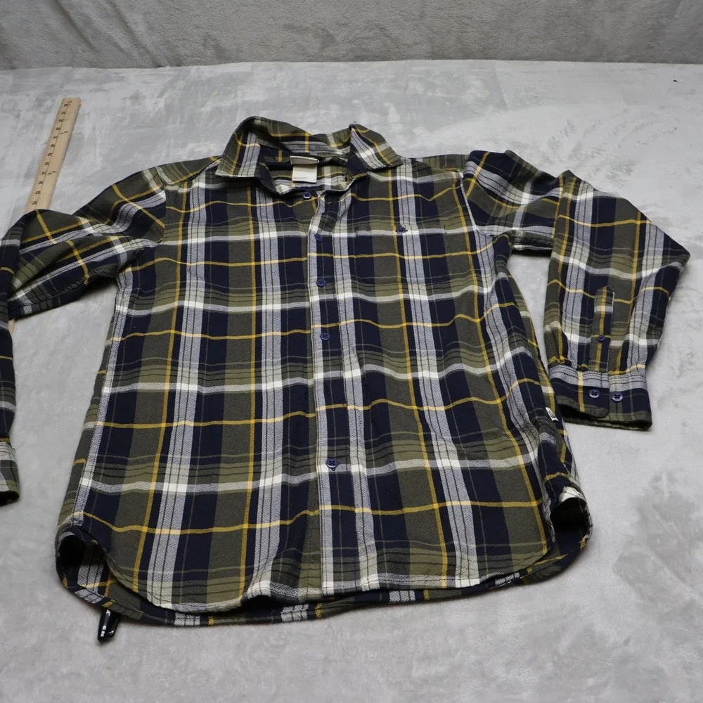 North Face Flannel Shirt Mens Small Black Plaid Button Long Sleeve Hiking Casual